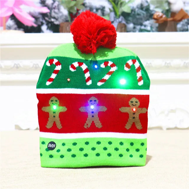 Festive Glow Knit Beanie with LED Lights