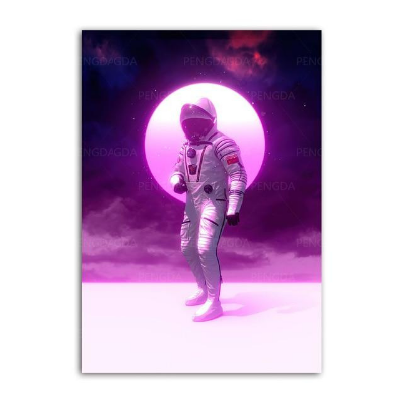 Synthwave Canvas Artwork - Astronaut Theme for Wall Decor