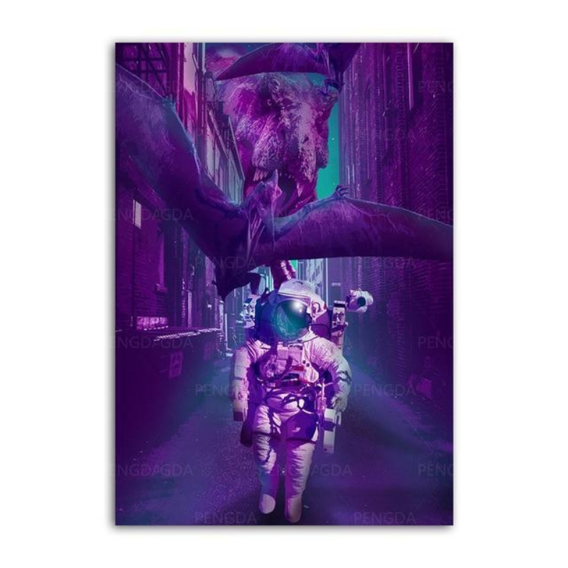 Synthwave Canvas Artwork - Astronaut Theme for Wall Decor