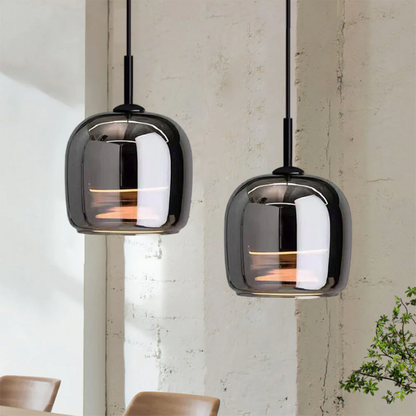Nordic Black Glass Hanging Light Fixture - Modern Pendant Lamp for Dining and Kitchen