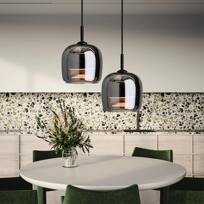 Nordic Black Glass Hanging Light Fixture - Modern Pendant Lamp for Dining and Kitchen