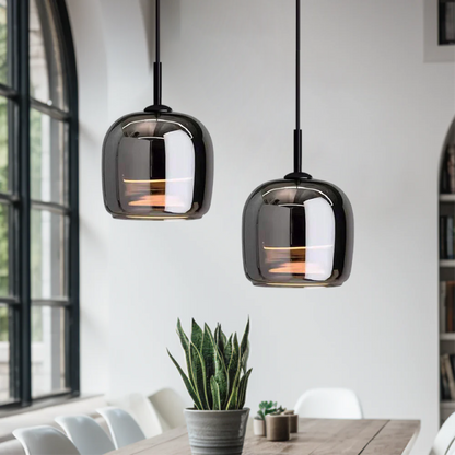 Nordic Black Glass Hanging Light Fixture - Modern Pendant Lamp for Dining and Kitchen