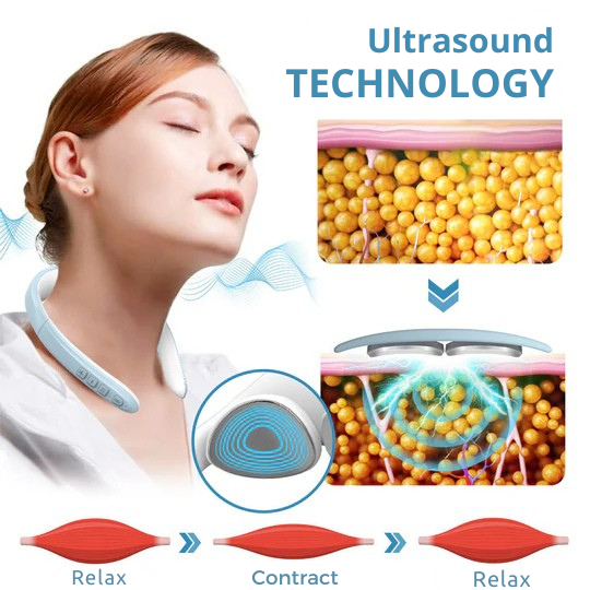 Wireless Neck Massager with Ultrasound Lymphatic Drainage Support