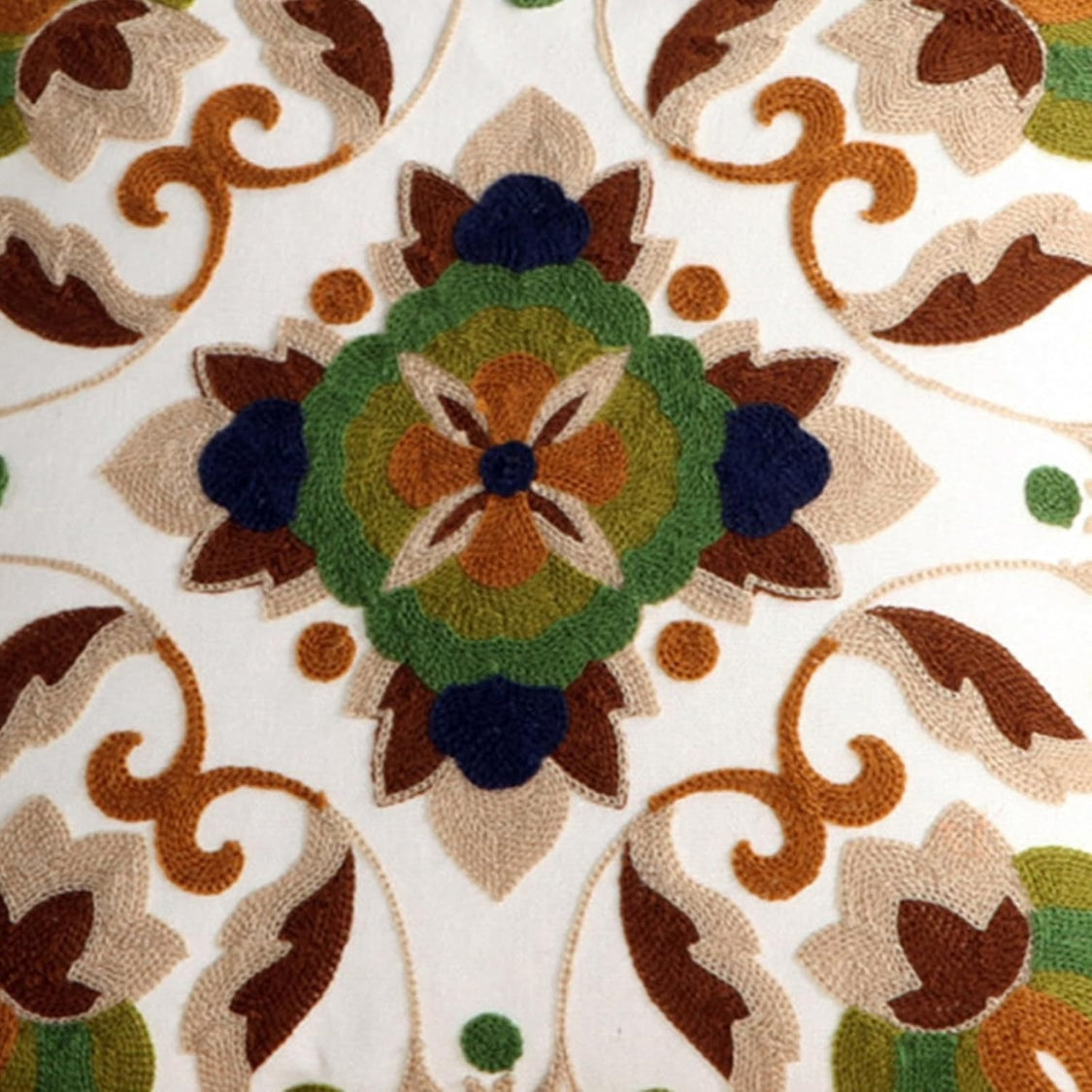Charming Floral Embroidered Square Cushion Cover