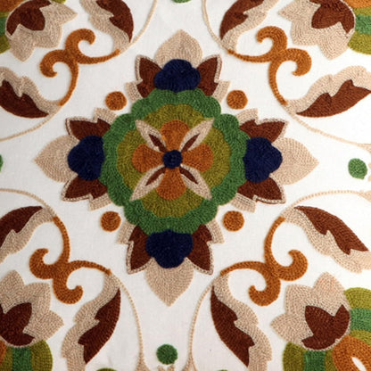Charming Floral Embroidered Square Cushion Cover
