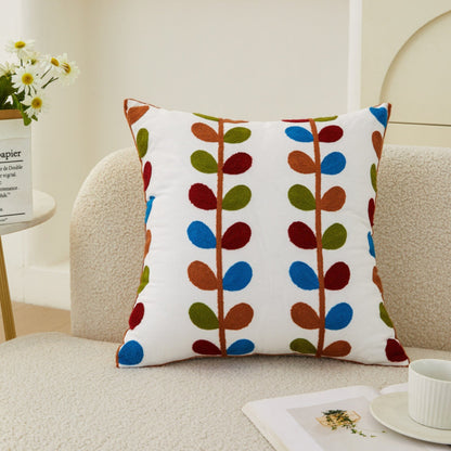 Charming Floral Embroidered Square Cushion Cover