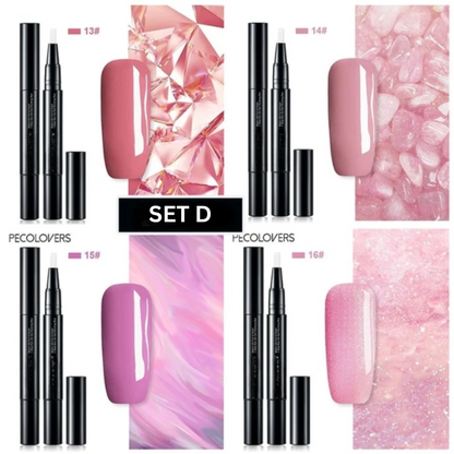 Set of 4 Long-Lasting Gel Nail Polish Pens in Precise Colors