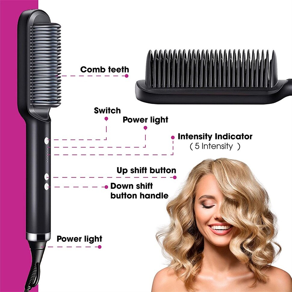 GlamourPro™ 2-in-1 Hair Brush and Straightener