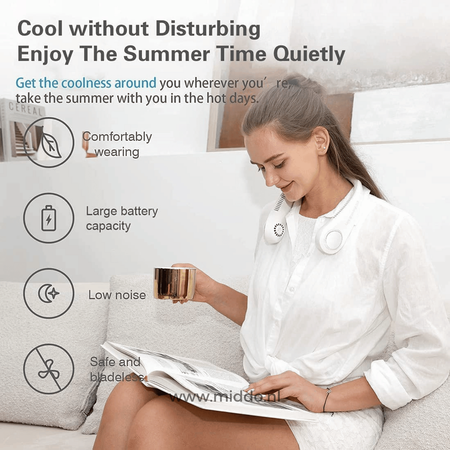 Portable Rechargeable Neck Fan for Instant Cooling Refreshment