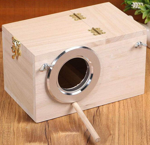 Garden Bird Nest with Perch – Wooden Habitat for Birds