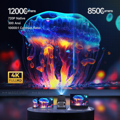 4K Mini Projector for Home Theater – Portable Design with 180° Rotation