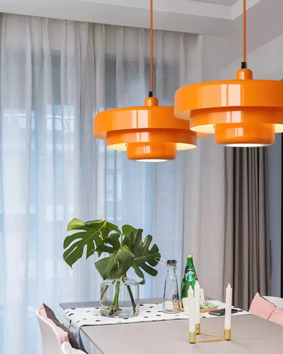 Modern Statement Pendant Light in Retro Orange Design