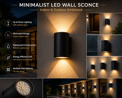 Contemporary Waterproof LED Wall Sconce for Outdoor Up and Down Lighting