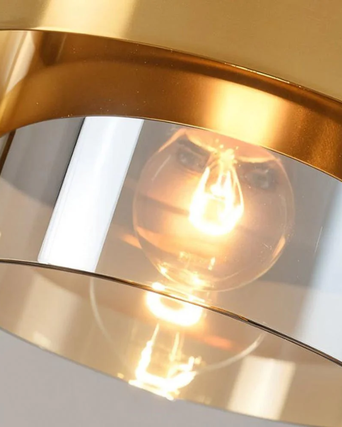 Industrial Edge Pendant Light with Gold Glass Accent