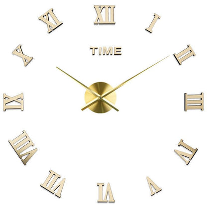 Wall Clock with Roman Numerals – Contemporary Silver Mirror Design