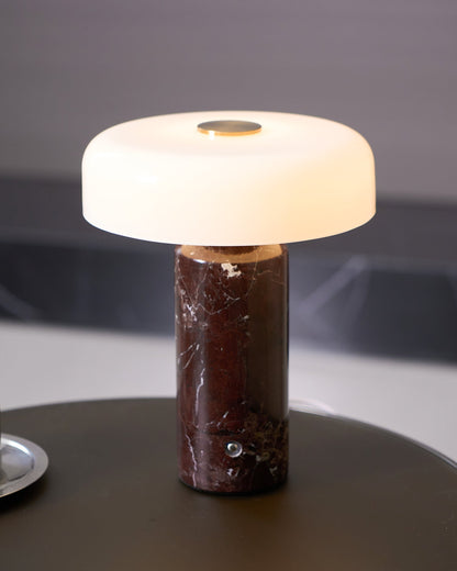 Marble Table Lamp with Opaline Glass and Brass Detailing for Nightstands
