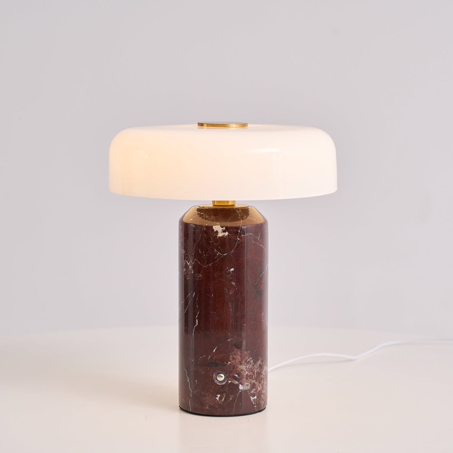 Marble Table Lamp with Opaline Glass and Brass Detailing for Nightstands