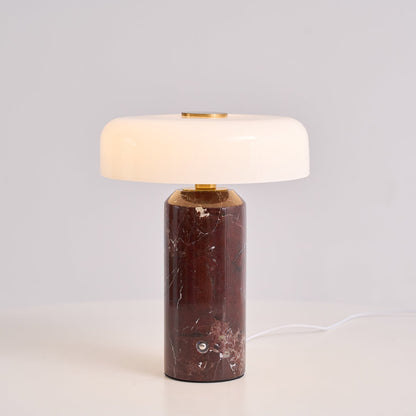 Marble Table Lamp with Opaline Glass and Brass Detailing for Nightstands
