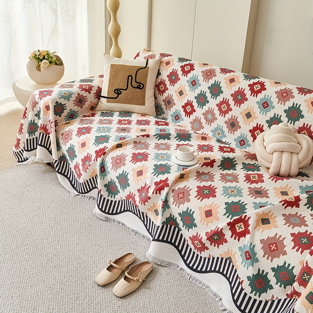 Earthy Geometric Throw Cover for Stylish Comfort