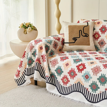 Earthy Geometric Throw Cover for Stylish Comfort