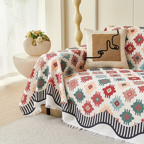 Earthy Geometric Throw Cover for Stylish Comfort