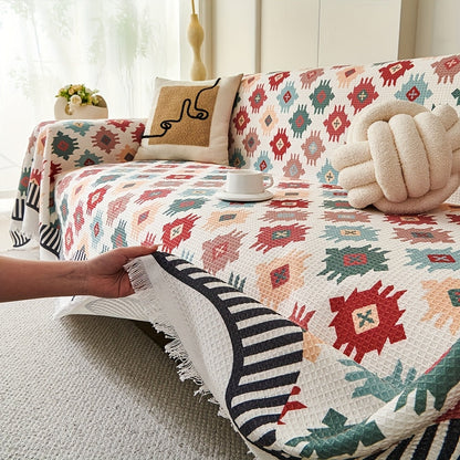 Earthy Geometric Throw Cover for Stylish Comfort