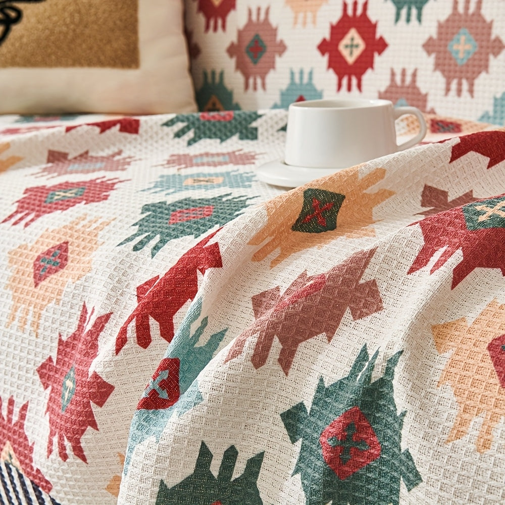 Earthy Geometric Throw Cover for Stylish Comfort