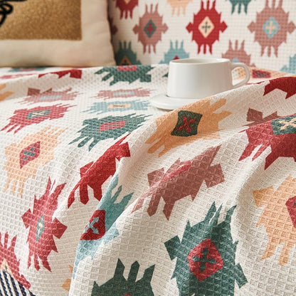 Earthy Geometric Throw Cover for Stylish Comfort