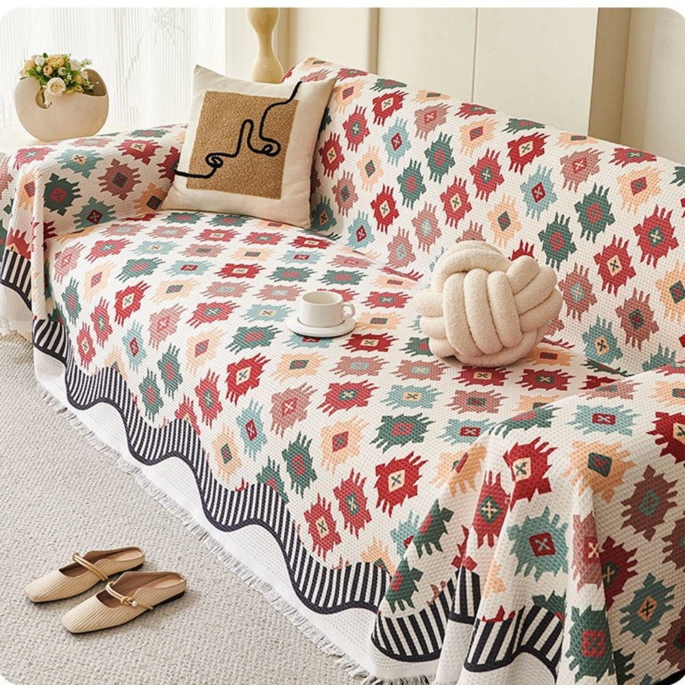Earthy Geometric Throw Cover for Stylish Comfort
