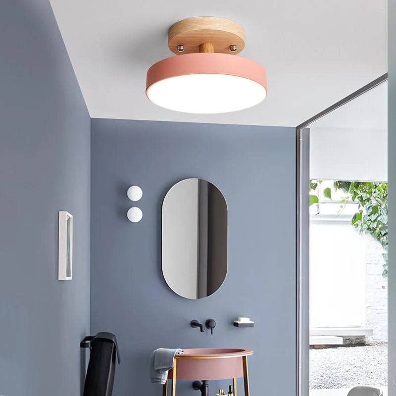 Scandinavian Style Wooden Ceiling Light Fixture with LED