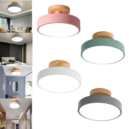 Scandinavian Style Wooden Ceiling Light Fixture with LED
