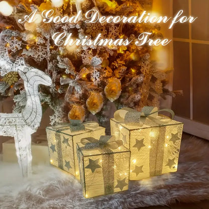 3-Piece LED Gift Box Set for Holiday Decor – Indoor and Outdoor Use