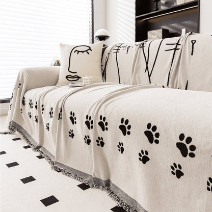 Whimsical Cat Paw Sofa Protector with Elegant Tassels
