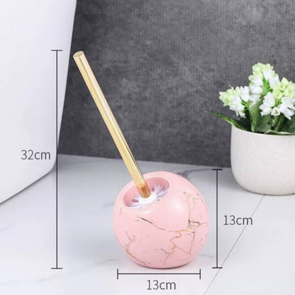 Elegant Marble-Inspired Toilet Brush with Golden Accents