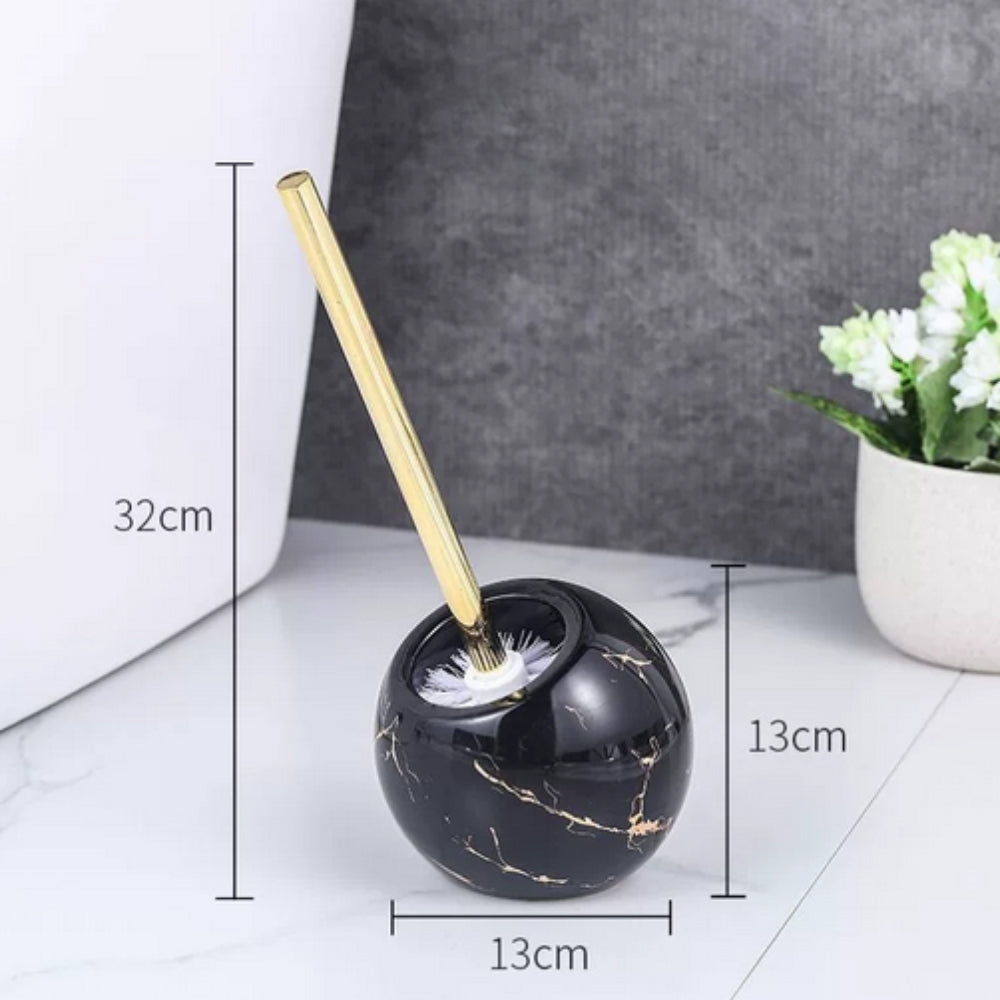 Elegant Marble-Inspired Toilet Brush with Golden Accents