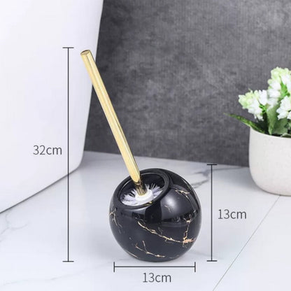 Elegant Marble-Inspired Toilet Brush with Golden Accents