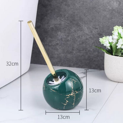 Elegant Marble-Inspired Toilet Brush with Golden Accents