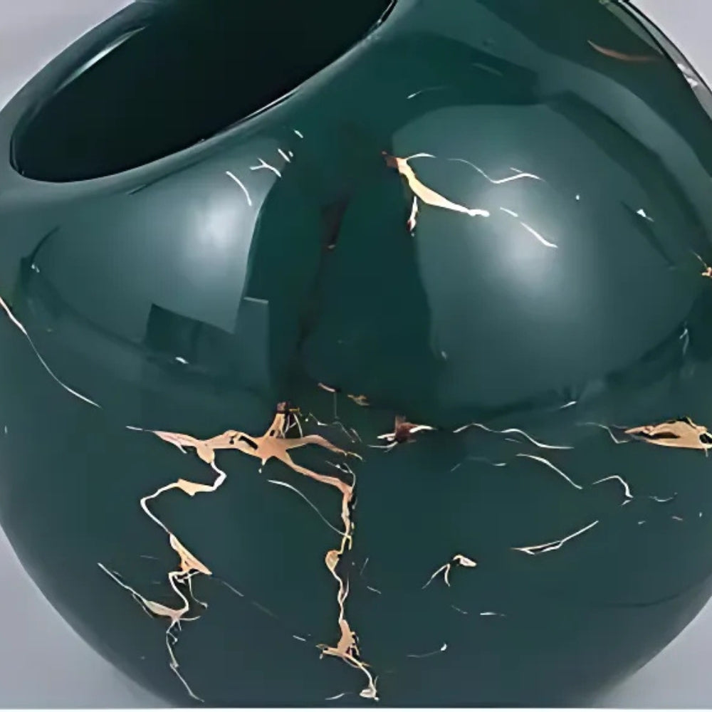 Elegant Marble-Inspired Toilet Brush with Golden Accents