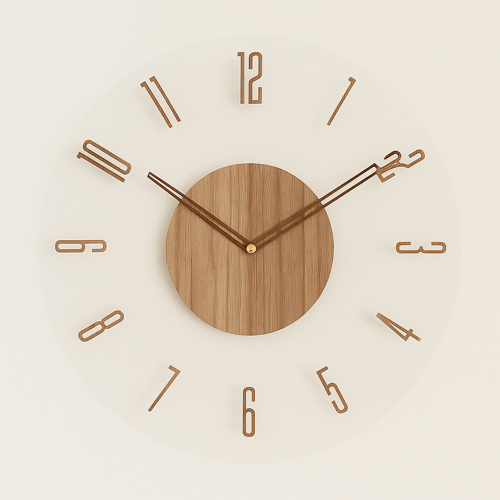 Silent Quartz Movement Wall Clock in Natural Wood for Contemporary Spaces