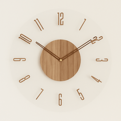 Silent Quartz Movement Wall Clock in Natural Wood for Contemporary Spaces