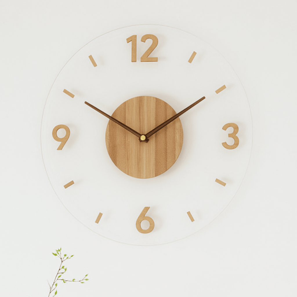 Silent Quartz Movement Wall Clock in Natural Wood for Contemporary Spaces