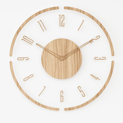 Silent Quartz Movement Wall Clock in Natural Wood for Contemporary Spaces
