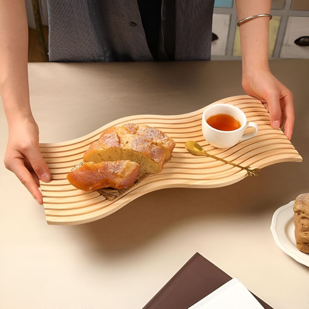 Stylish Wave Wooden Serving Tray for Every Occasion