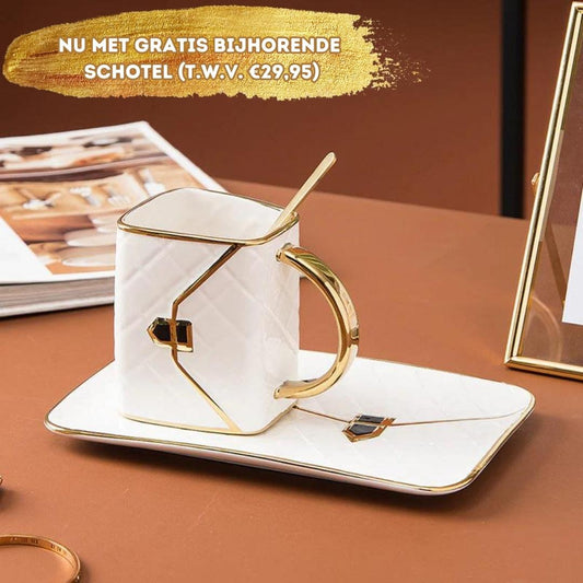 Elegant Handcrafted Mug Set with Saucer and Spoon