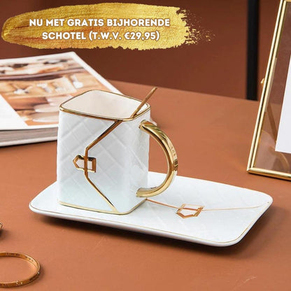 Elegant Handcrafted Mug Set with Saucer and Spoon