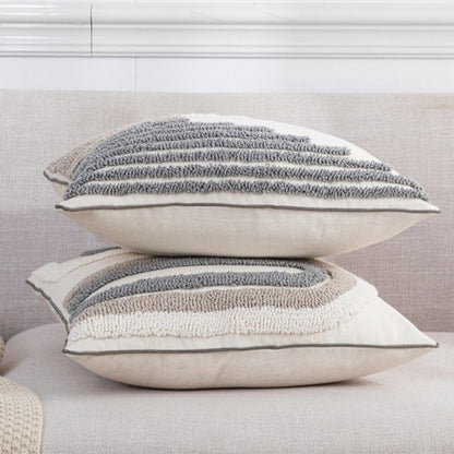 Serenity Textured Cushion Cover in Grey and White