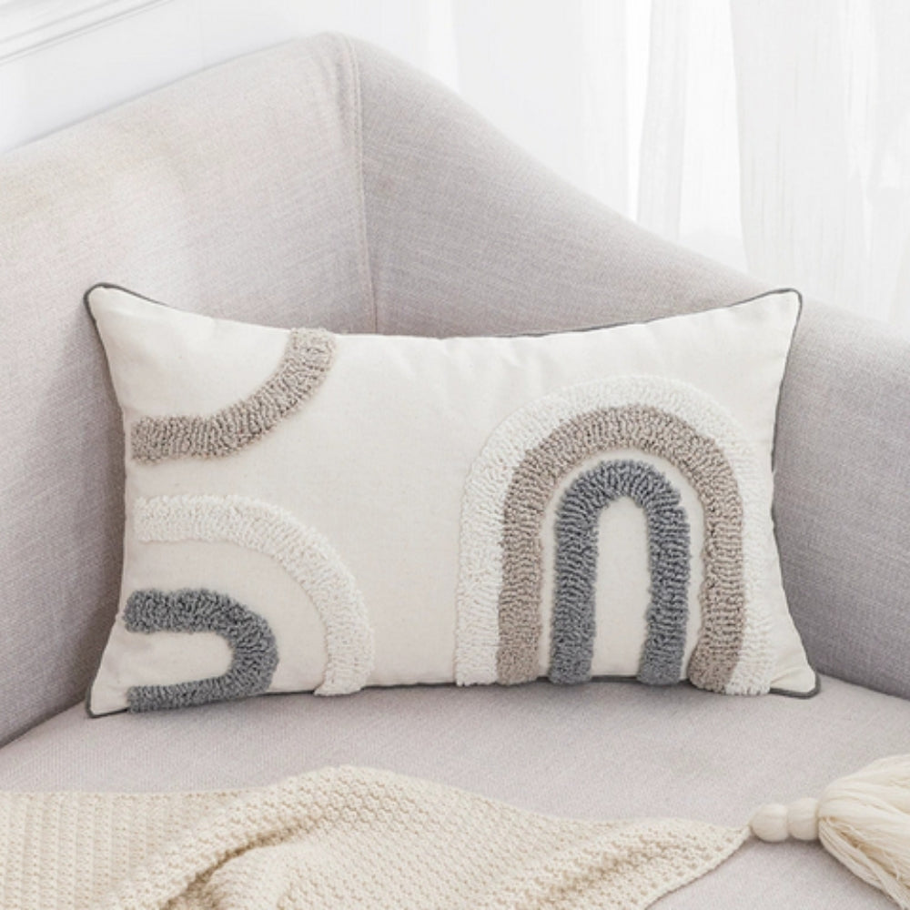 Serenity Textured Cushion Cover in Grey and White