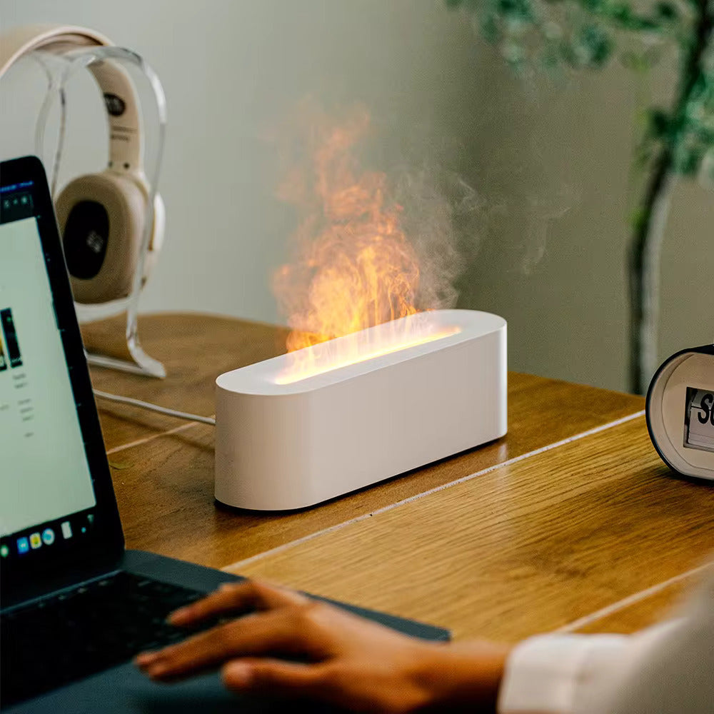 LED Color Mist Aroma Diffuser and Humidifier with Smart Flame Effect
