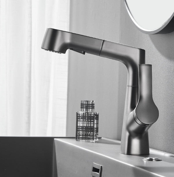 Bathroom Faucet with Swivel Pull-Out Hand Shower