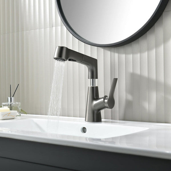 Bathroom Faucet with Swivel Pull-Out Hand Shower